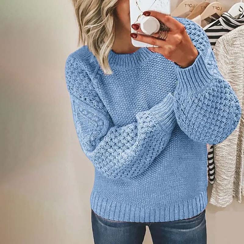 Eleganter Strickpullover Einfarbig - IdealeKleiden