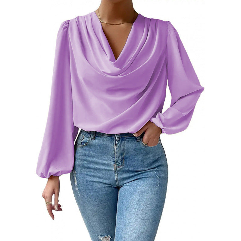 Elegant Women's Blouse Long-sleeved Asymmetrical Chic