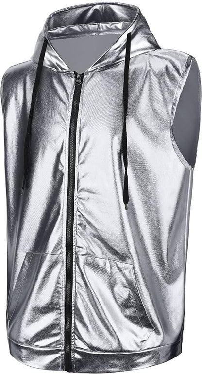 Men's Hooded Jacket Shiny Outer Material Practical