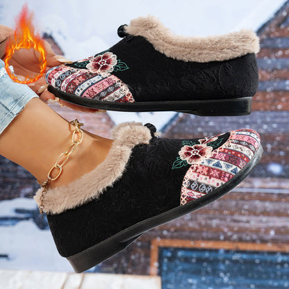 Women's Slippers Soft Fleece Floral Pattern