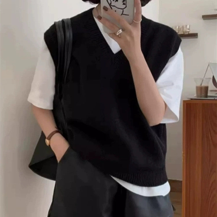 Women's Elegant V-Neck Knit Vest Generous Fit