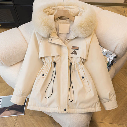 Women's Winter Parka Warm Insulated with Detachable Faux Fur Collar and Side Pockets