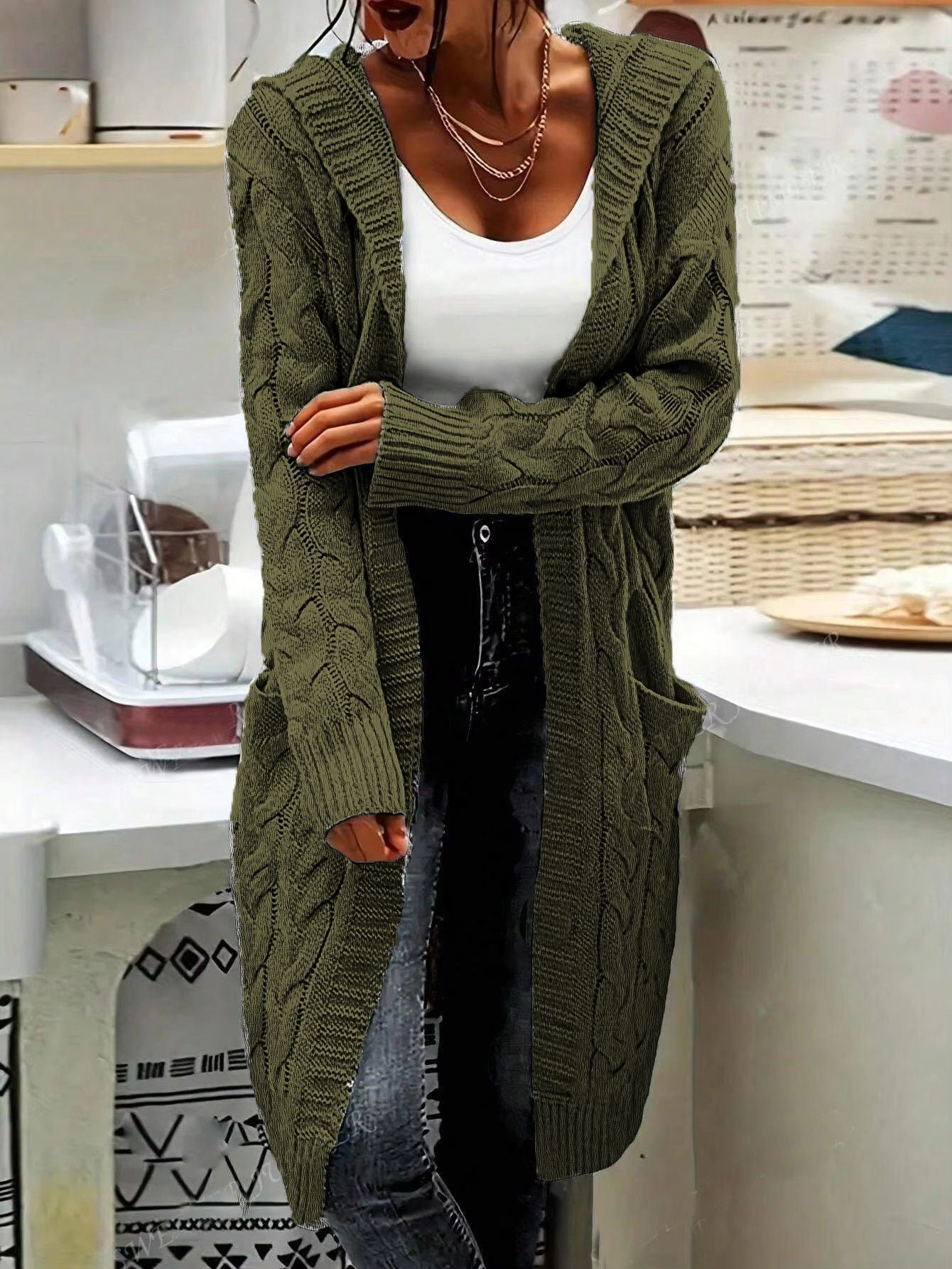 Women's Cardigan Casual Long Large Pockets