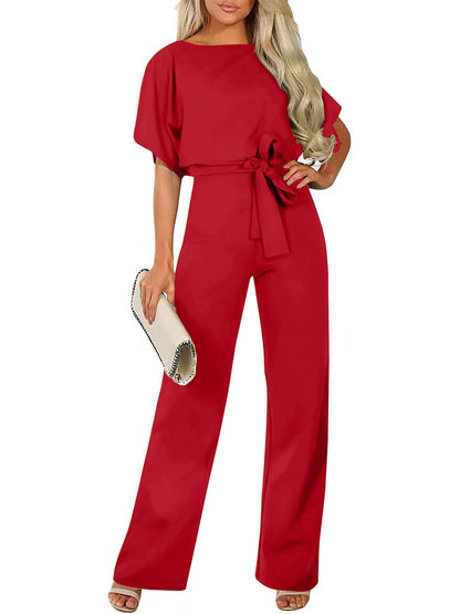 Elegant Women's Jumpsuit Long Sleeve Slim Belt