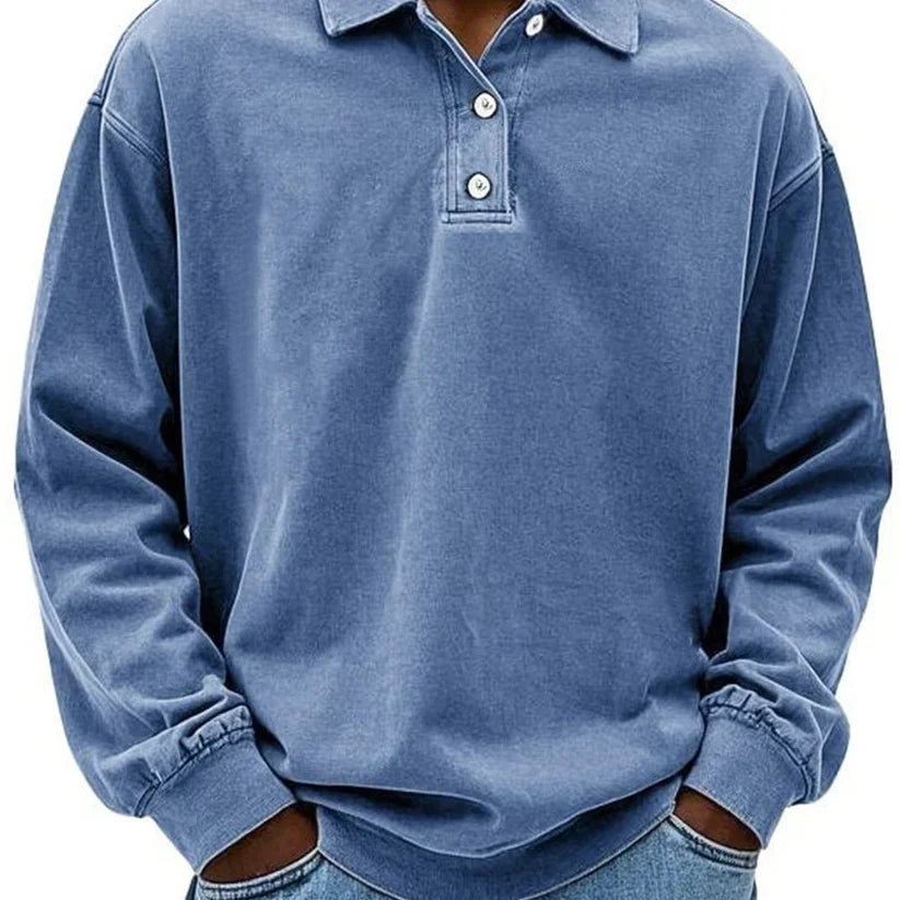 Men's Long-Sleeved Sporty Polo Shirt