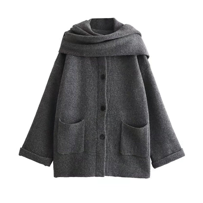 Women's Winter Jacket Oversized Warm Wool Pockets