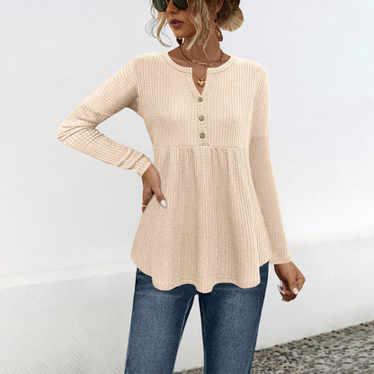 Women's Tunic Long Sleeve Elegant Ruffle Floral