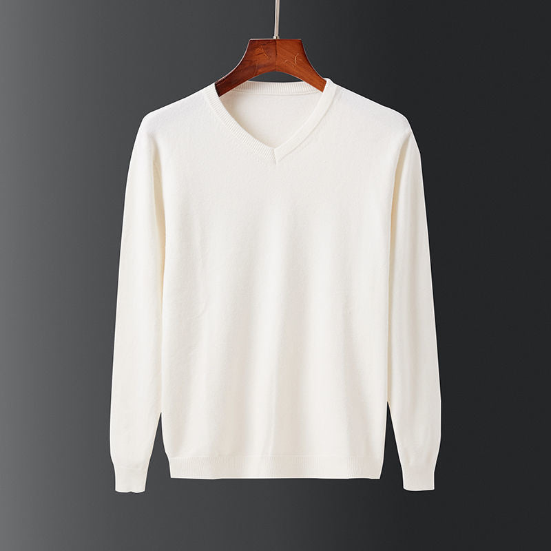 Herren Pullover V-Ausschnitt Feinwolle Eleganz
