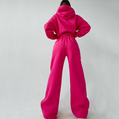 Women's Casual Oversized Hoodie Set with Wide-Leg Pants