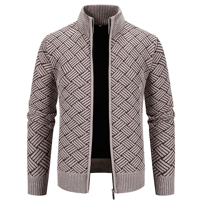 Herren Strickjacke Karo Muster Modern Stylish - IdealeKleiden