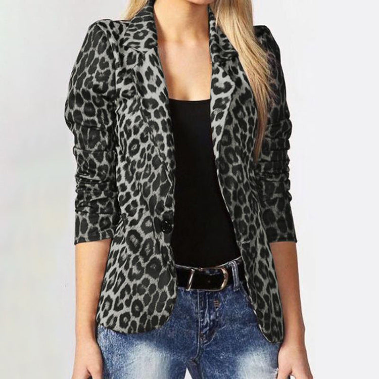 Women's Animal Print Blazer Trendy Clothing