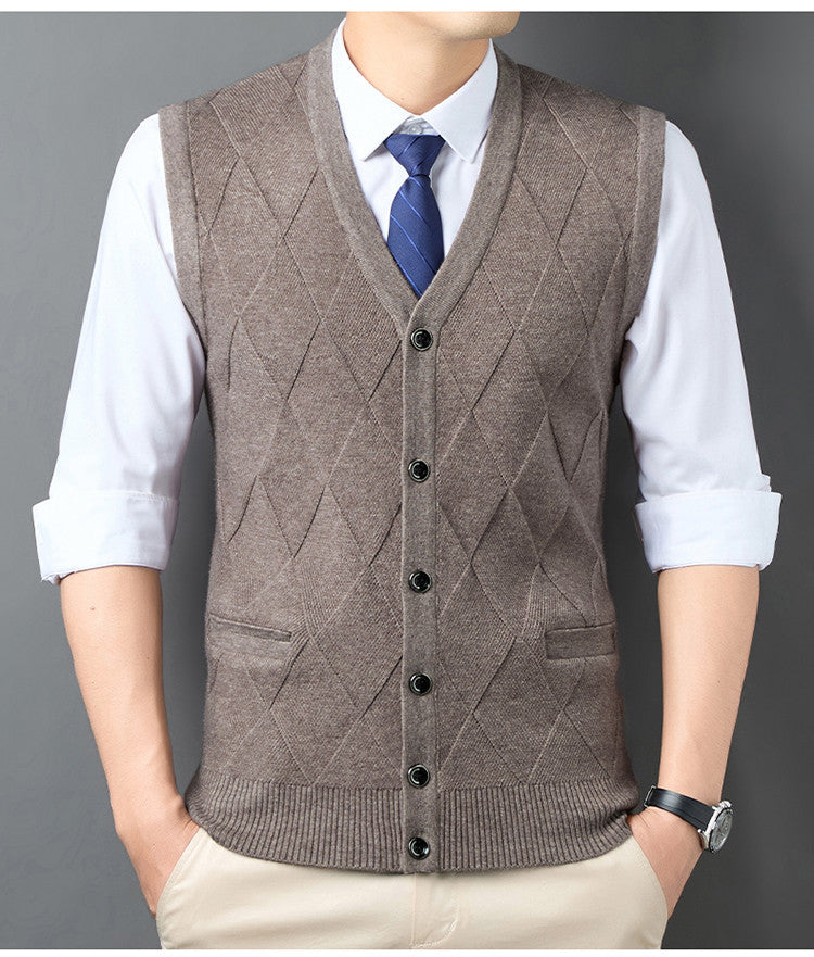Men's Knitted Vest Classic Diamond Pattern Elegant Look