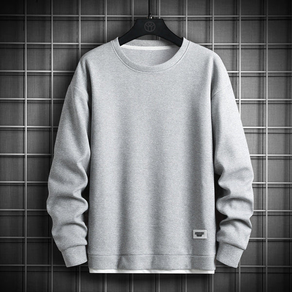 Waffle Knit Round Neck Soft Sweater
