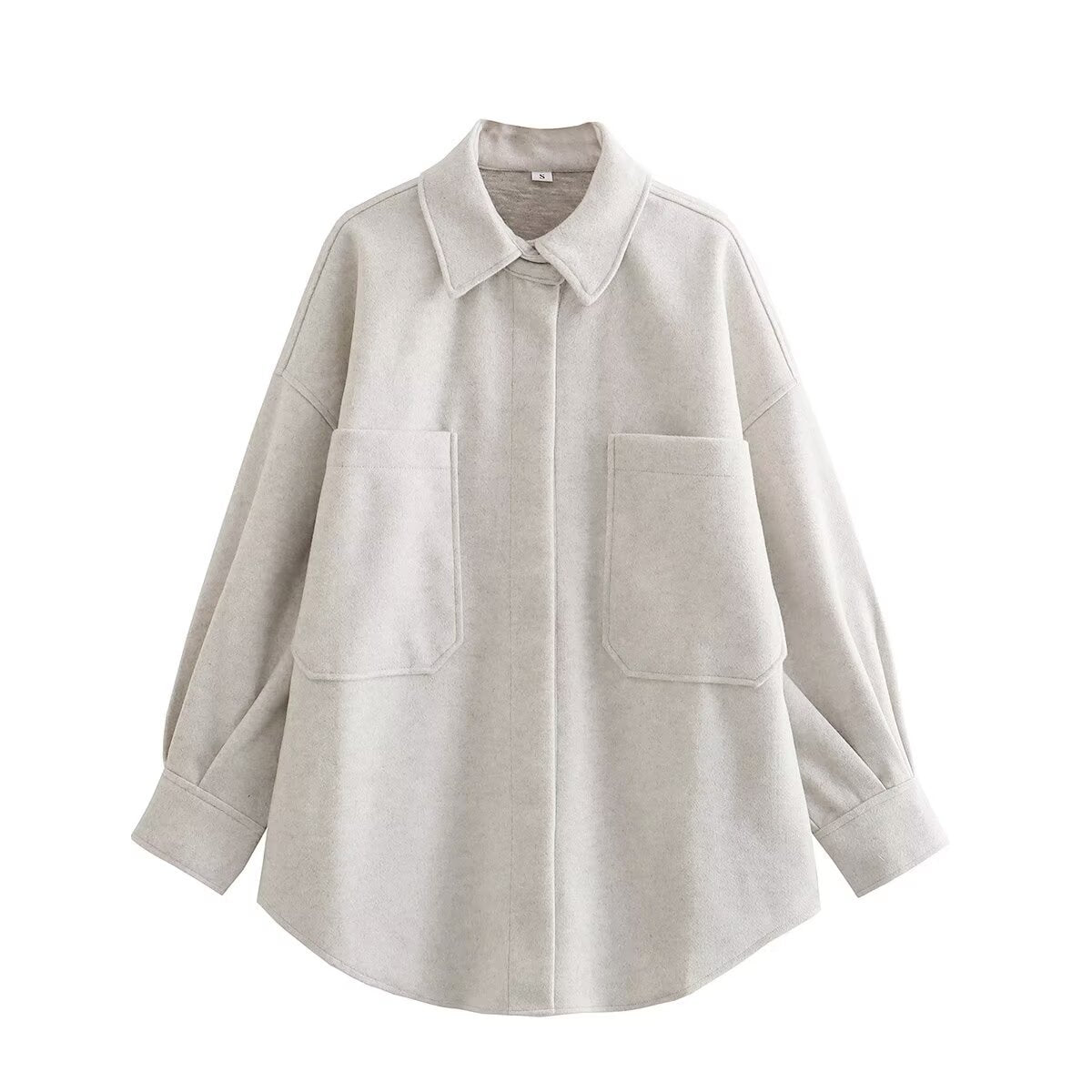 Women's Oversized Wool Jacket with Pockets and Chic Design