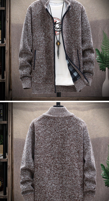 Herren Strickjacke Stehkragen Modern Taschen