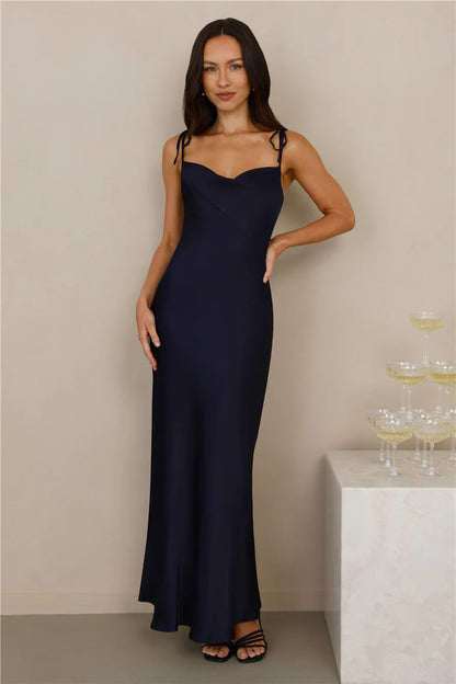 Women's Satin Dress Elegant Long Maxi Cut