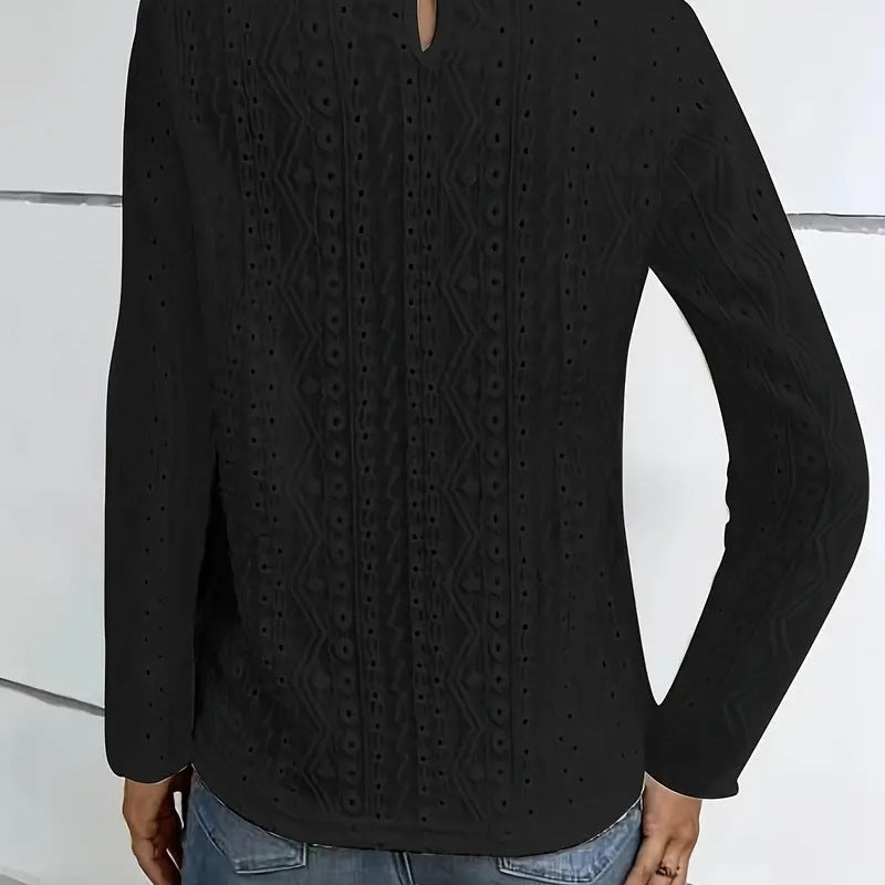 Damen Bluse Elegant Spitze Durchbrochen - IdealeKleiden