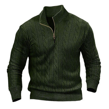 Men's Modern Cable Knit Jumper Open Collar