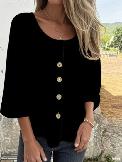 Women's Blouse Elegant Casual Button Detail