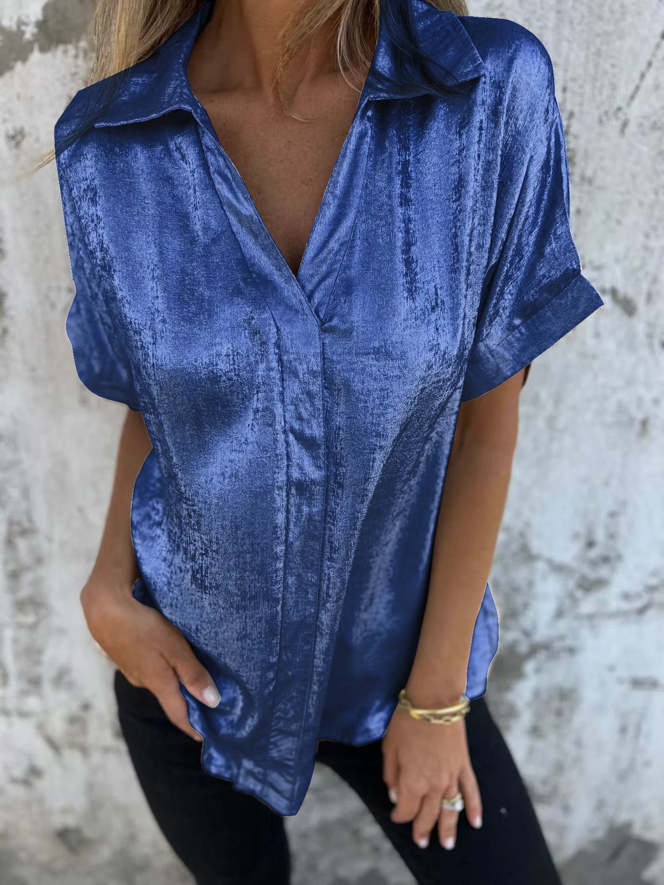 Women's Satin Blouse Elegant Glossy Finish