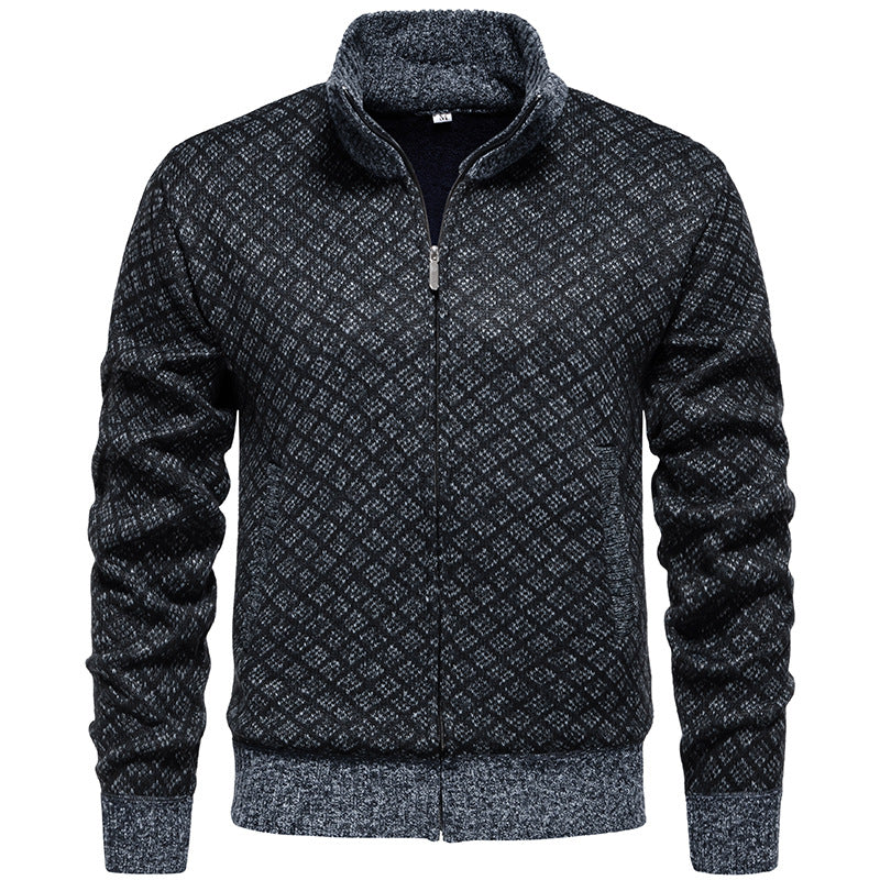 Men's Modern Plaid Cardigan Zipper