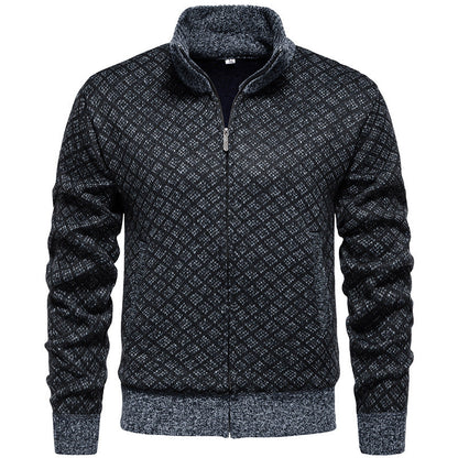 Men's Modern Plaid Cardigan Zipper