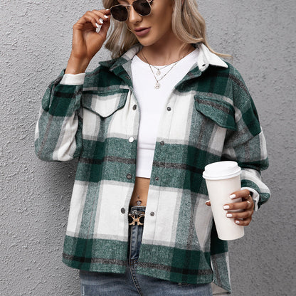 Women's Plaid Overshirt Casual Modern