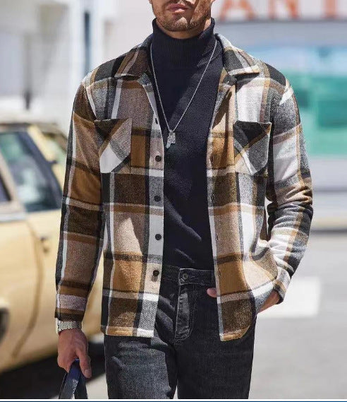 Men's Plaid Shirt Jacket Casual