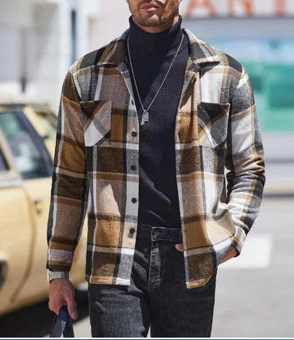 Men's Plaid Shirt Jacket Casual