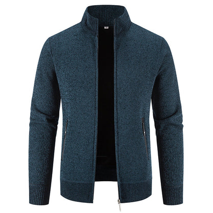 Men's Cardigan Elegant High Collar Zipper Pockets