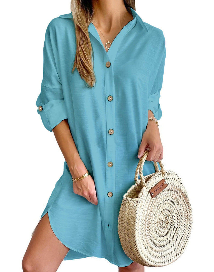 Women's Blouse Dress Elegant Button Details