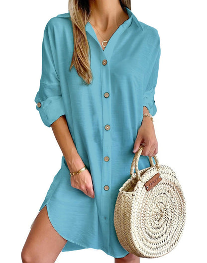 Women's Blouse Dress Elegant Button Details