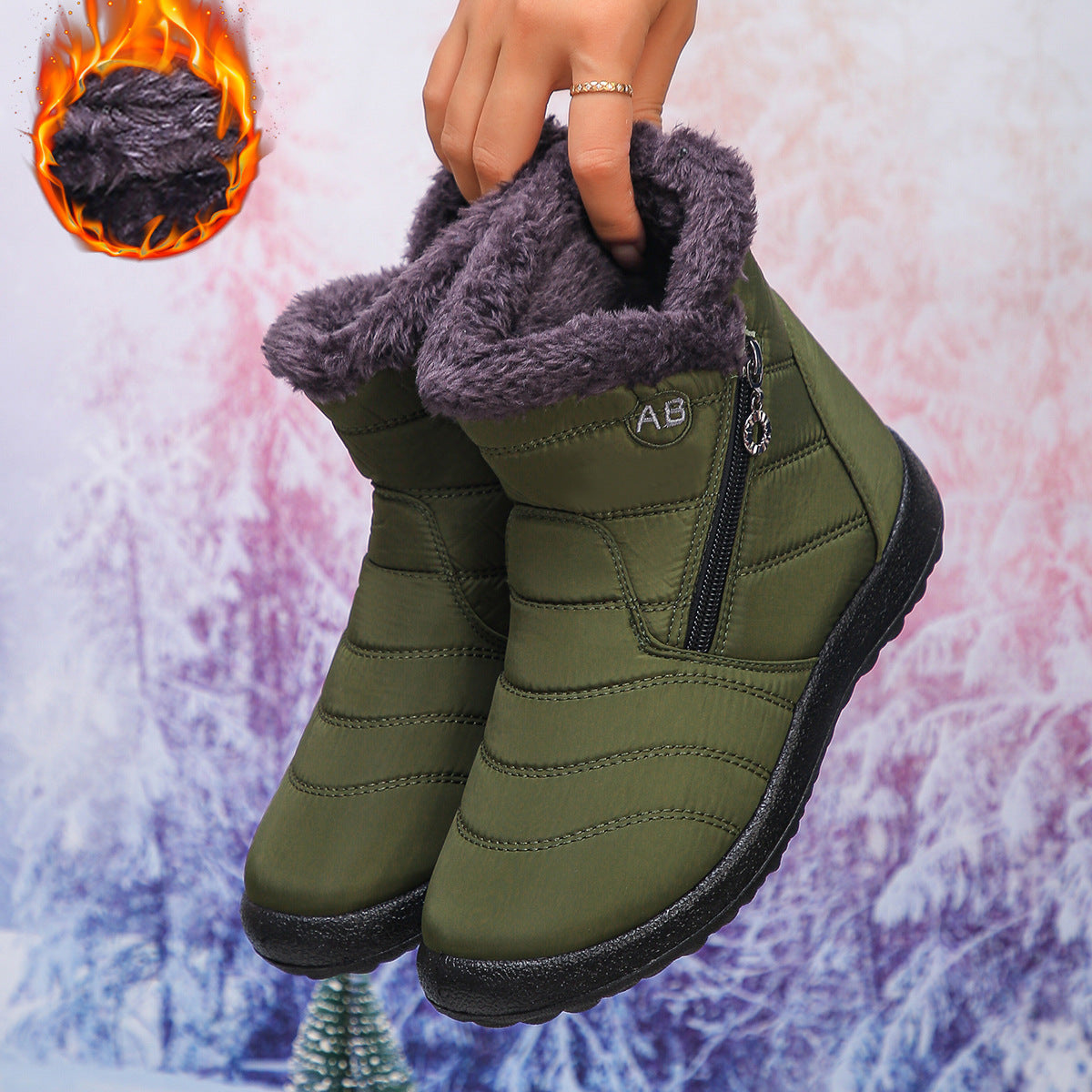 Women's Winter Boots Warm Cozy Zipper