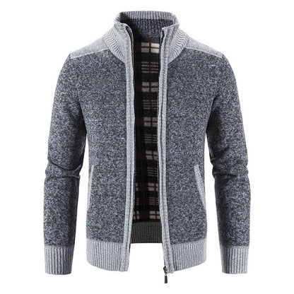Men's Cardigan Modern Stand-up Collar Textured Look