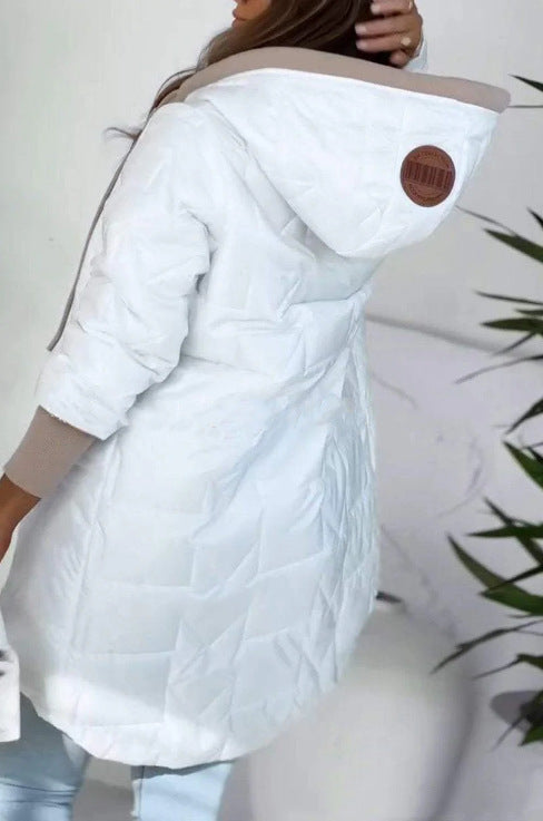 Women's Quilted Jacket Casual Hood Large Pockets