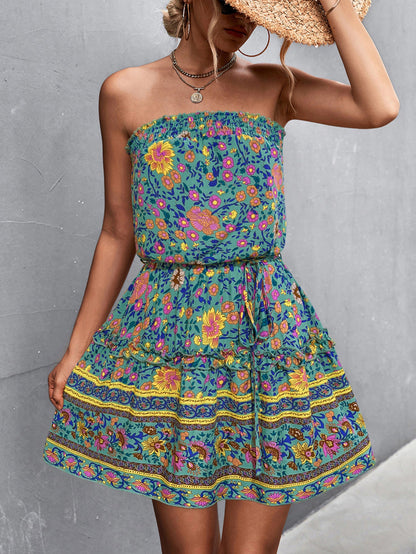 Women's Floral Elastic Short Summer Dress