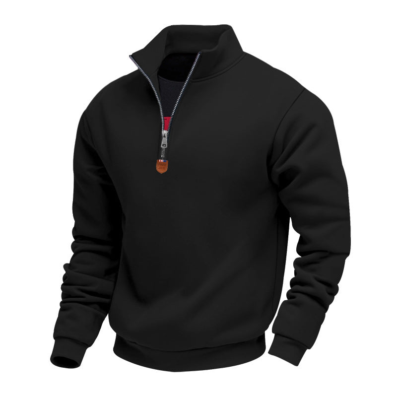 Men's Sporty Half-Zip Stand-Up Collar Jumper