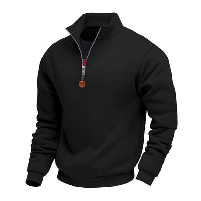 Men's Sporty Half-Zip Stand-Up Collar Jumper