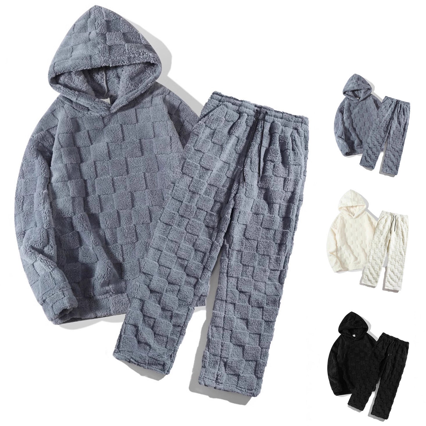 Damen Fleece Set Kapuze Elastisch Bequem - IdealeKleiden