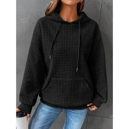 Women's Waffle Look Hoodie Jacket with Pocket