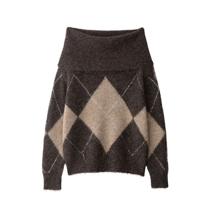 Women's Pullover Soft Diamond Pattern Elegant
