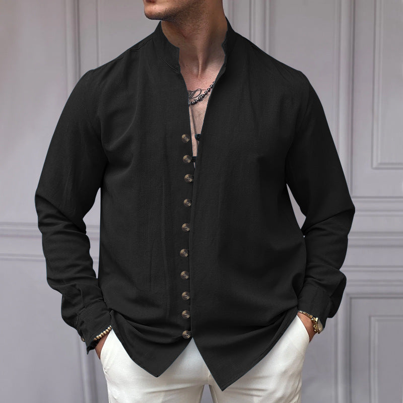 Men's Long-Sleeve Shirt Modern Buttons Elegant Design