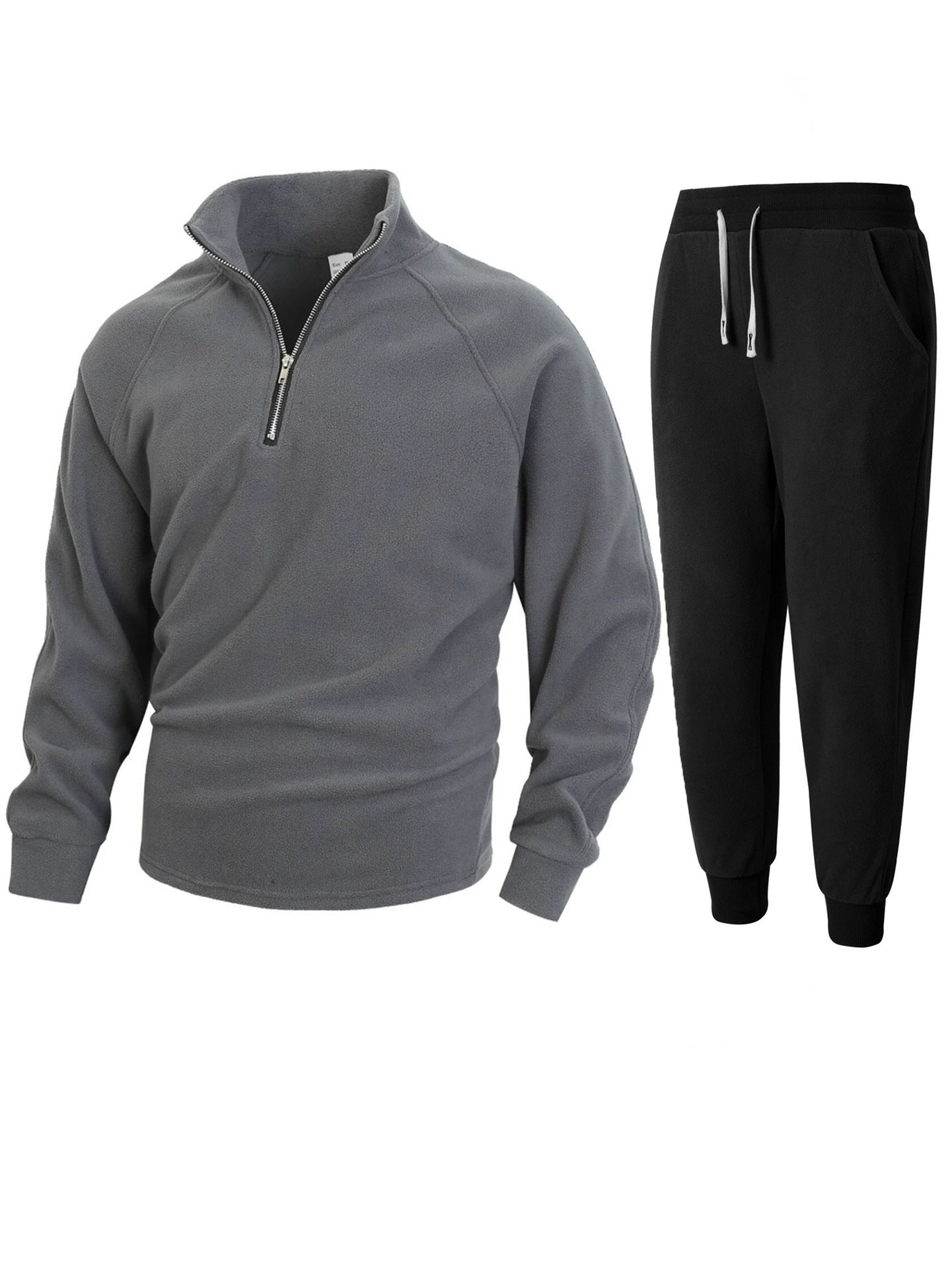 Men's Fleece Tracksuit Comfortable Mid-Length Zipper