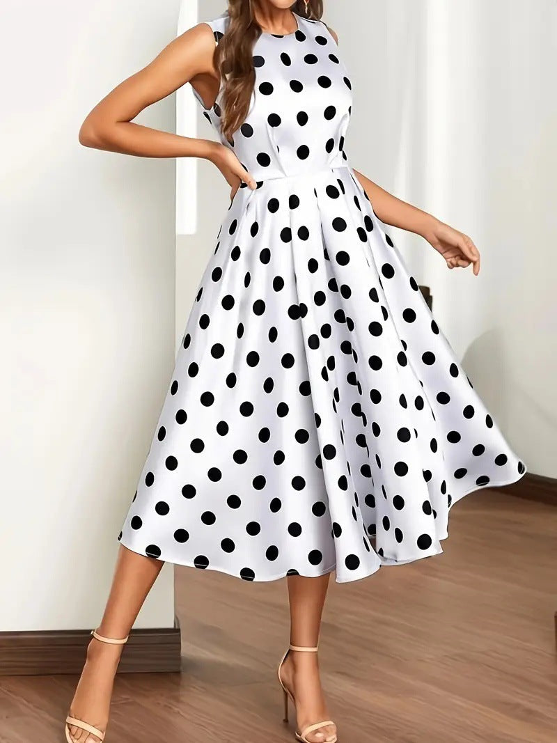 Women's A-Line Polka Dot Dress Summer Fashion