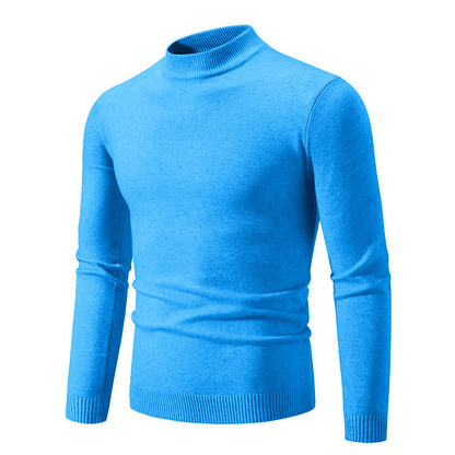 Men's Pullover Fine Knit High Collar Elegant