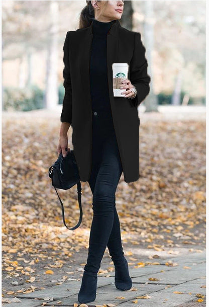 Fitted Women's Wool Blend Knee-Length Elegant Coat