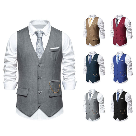 Herren Anzugsweste Elegant Modern mit Taschen - IdealeKleiden