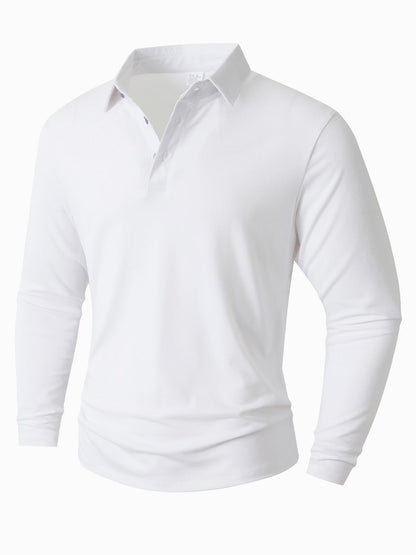 Men's Long-Sleeve Polo Shirt Modern Slim Fit