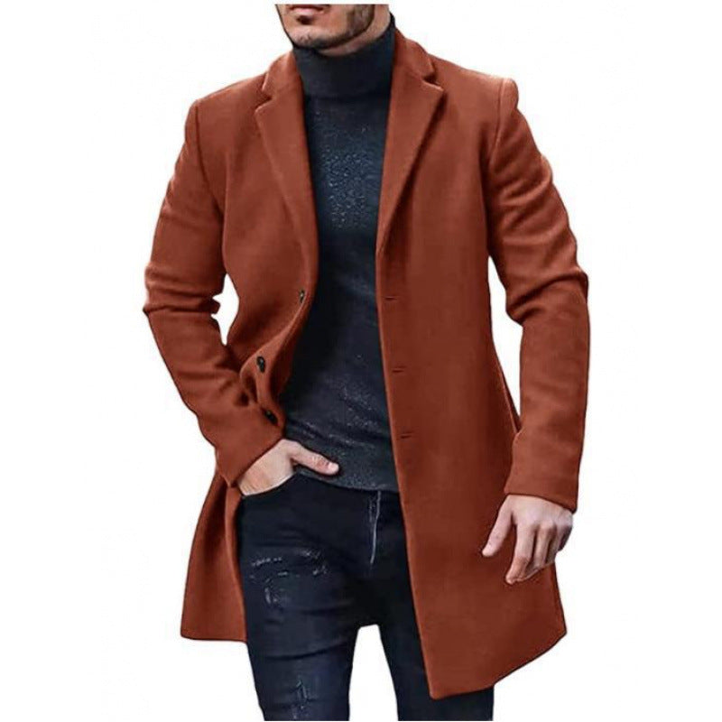 Men's Wool Coat Slim Fit Elegant Black