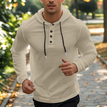 Men's Sport Hoodie with Pockets and Buttons